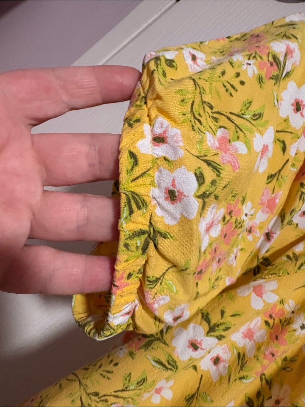 Children’s Place Adult Peasant Dress - Yellow w Pink Floral - Adult Medium - Picture 2 of 5